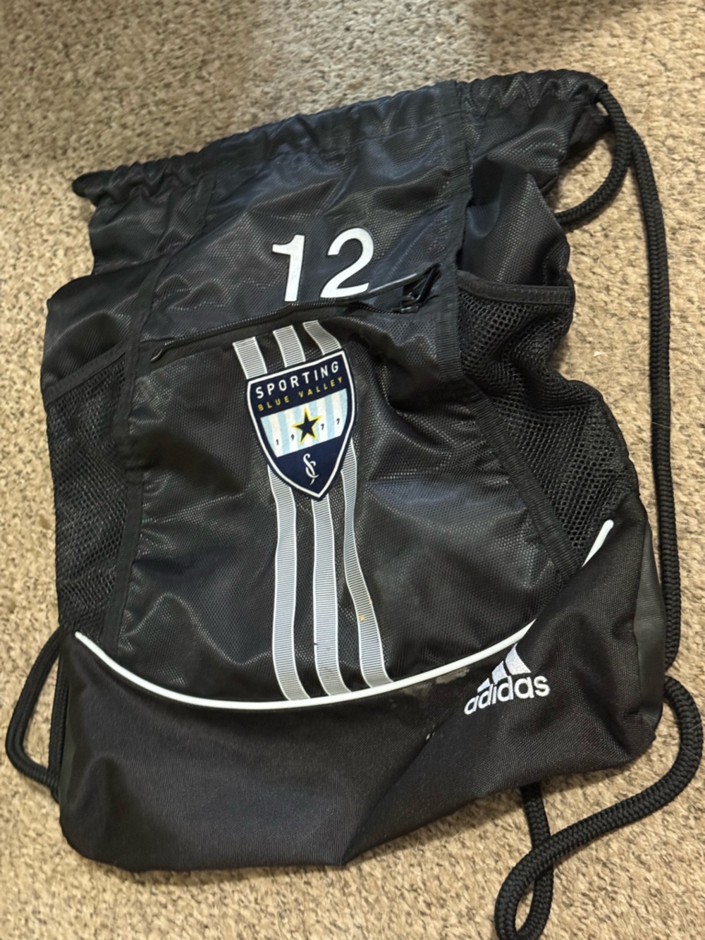 adidas Black Drawstring Sports Sack with Sporting KC Crest